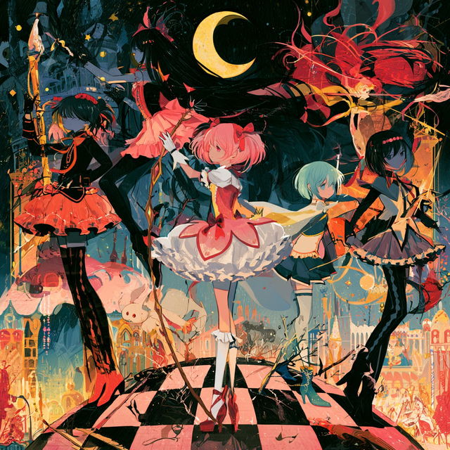 Madoka Magica style, Midjourney V8.2, render 4 of 4