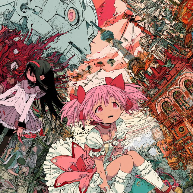 Madoka Magica style, Midjourney V8.2, render 3 of 4