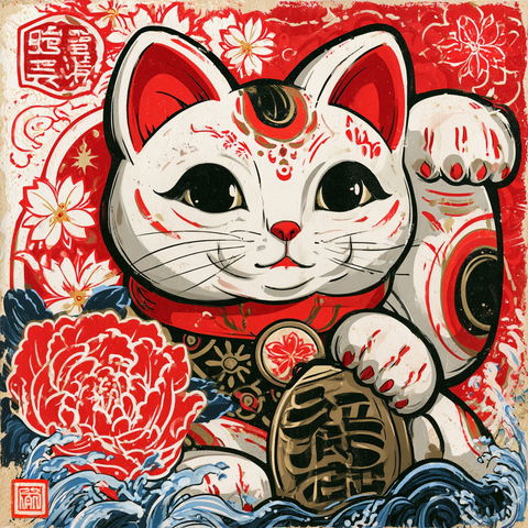 Maneki-neko style (Titles), Midjourney V8.2