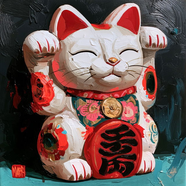 Maneki-neko style, Midjourney V8.2, render 3 of 4