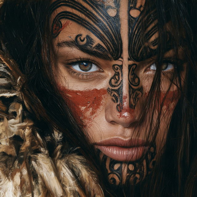 Maori art style, Midjourney V8.2, render 1 of 4