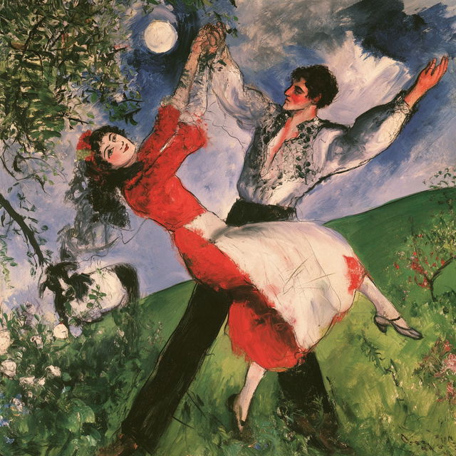 Marc Chagall style, Midjourney V8.2, render 2 of 4
