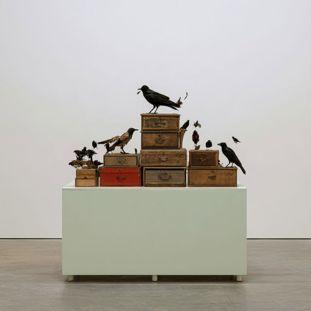 Marcel Broodthaers style, Midjourney V8.2, render 2 of 4