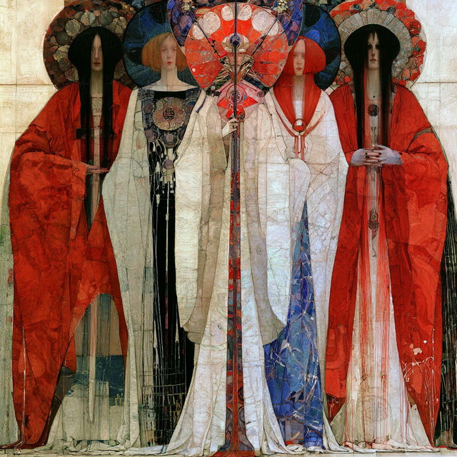 Margaret Macdonald Mackintosh style, Midjourney V8.2, render 4 of 4