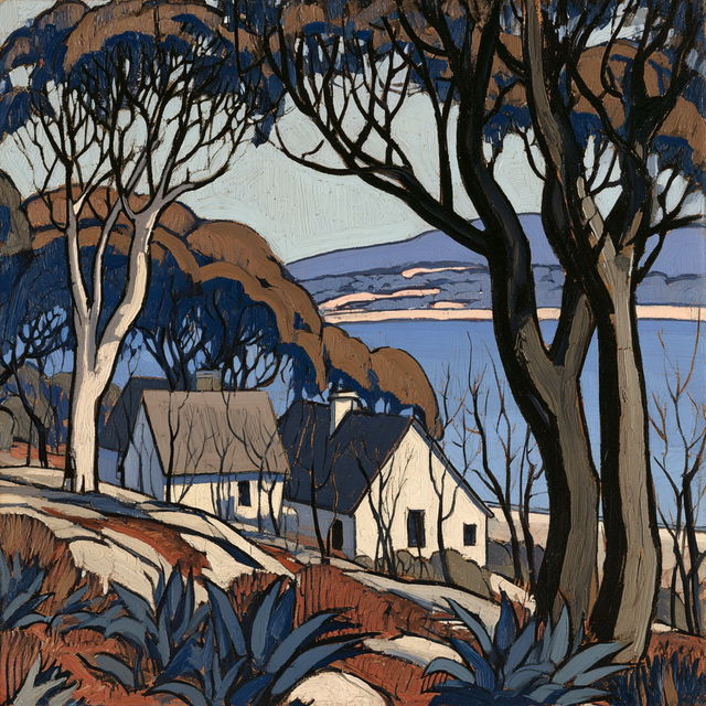 Margaret Preston style, Midjourney V8.2, render 1 of 4