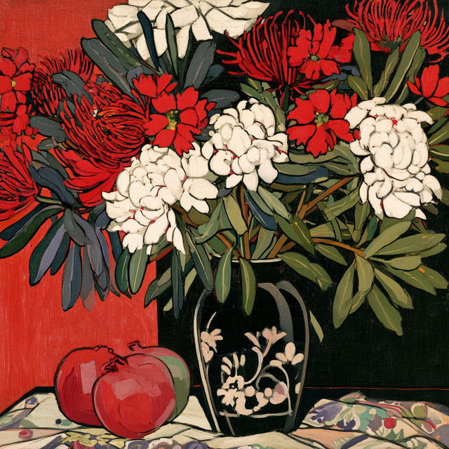 Margaret Preston style, Midjourney V8.2, render 3 of 4