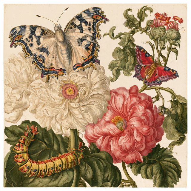 Maria Sibylla Merian style, Midjourney V8.2, render 4 of 4
