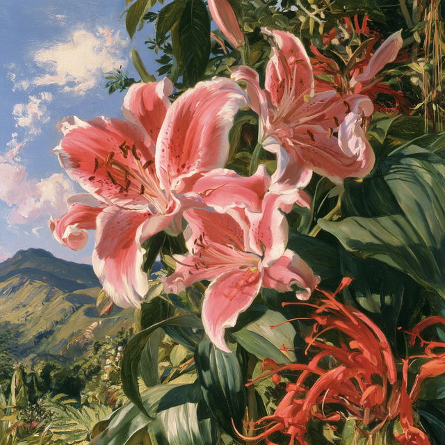 Marianne North style, Midjourney V8.2, render 3 of 4