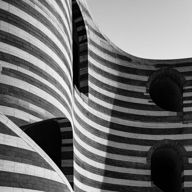 Mario Botta style, Midjourney V8.2, render 2 of 4