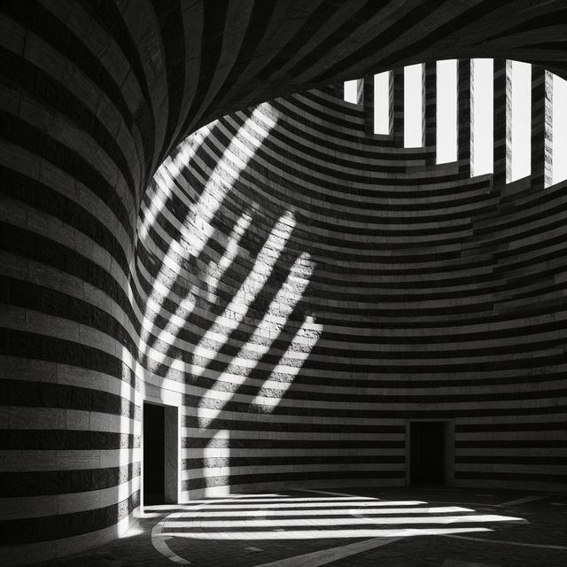 Mario Botta style, Midjourney V8.2, render 1 of 4