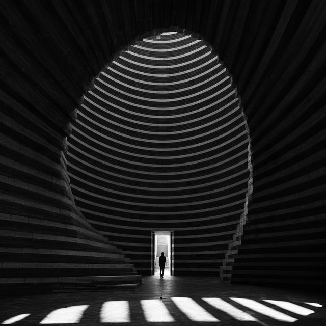 Mario Botta style, Midjourney V8.2, render 3 of 4