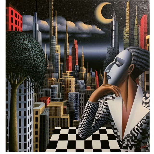 Mark Kostabi style, Midjourney V8.2, render 4 of 4