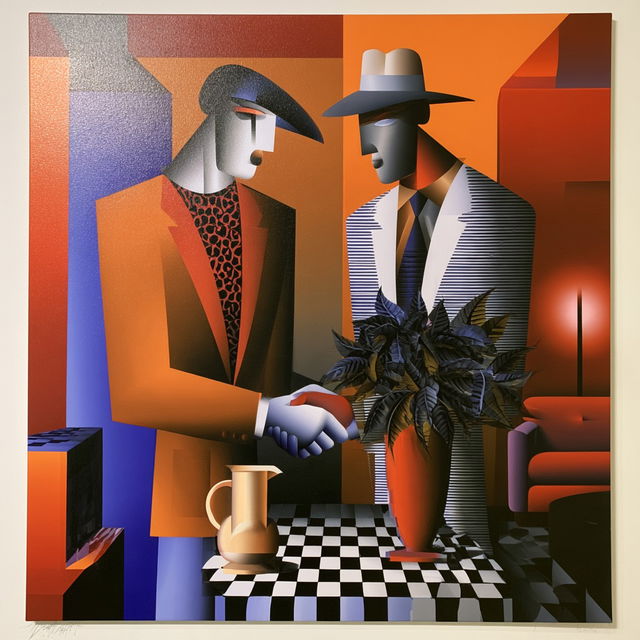 Mark Kostabi style, Midjourney V8.2, render 3 of 4