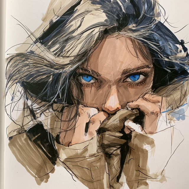 Marker drawing style, Midjourney V8.2, render 1 of 4