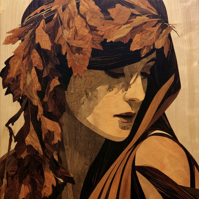 Marquetry style, Midjourney V8.2, render 2 of 4