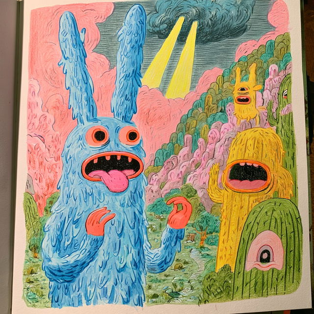 Matt Furie style, Midjourney V8.2, render 2 of 4