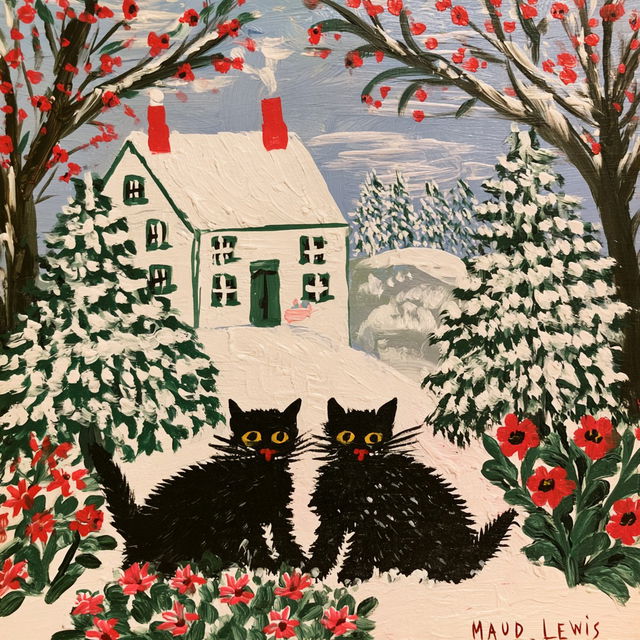 Maud Lewis style, Midjourney V8.2, render 4 of 4
