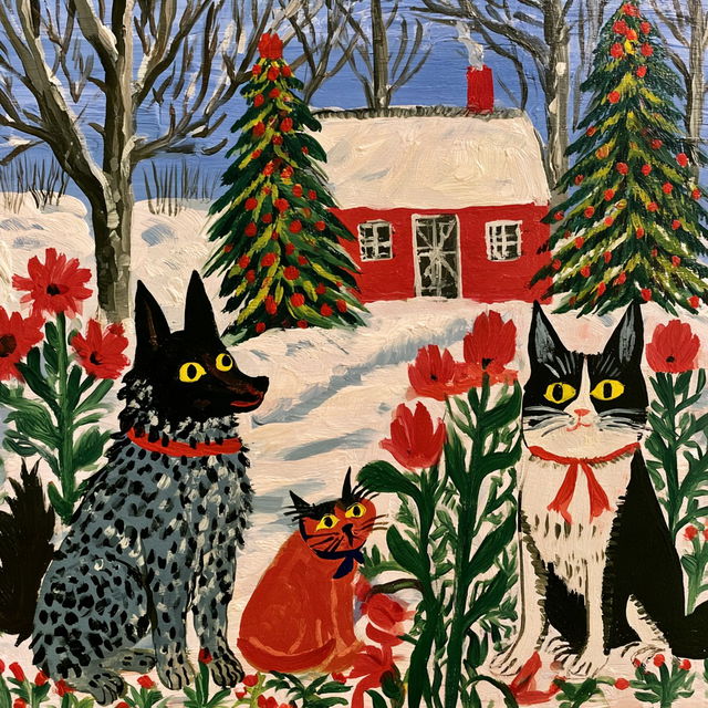 Maud Lewis style, Midjourney V8.2, render 3 of 4