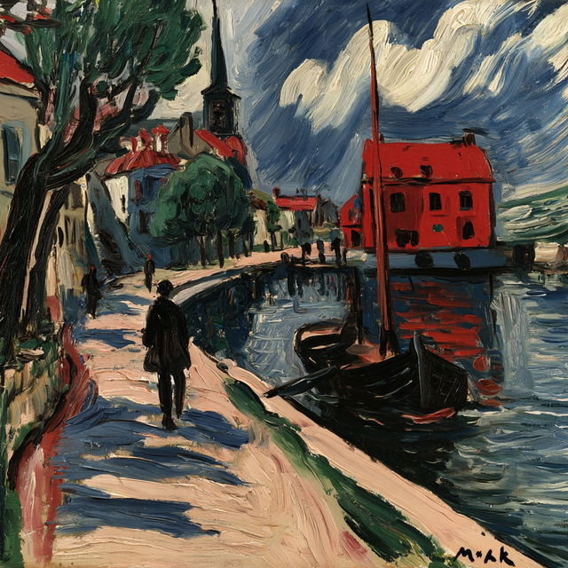 Maurice de Vlaminck style, Midjourney V8.2, render 2 of 4