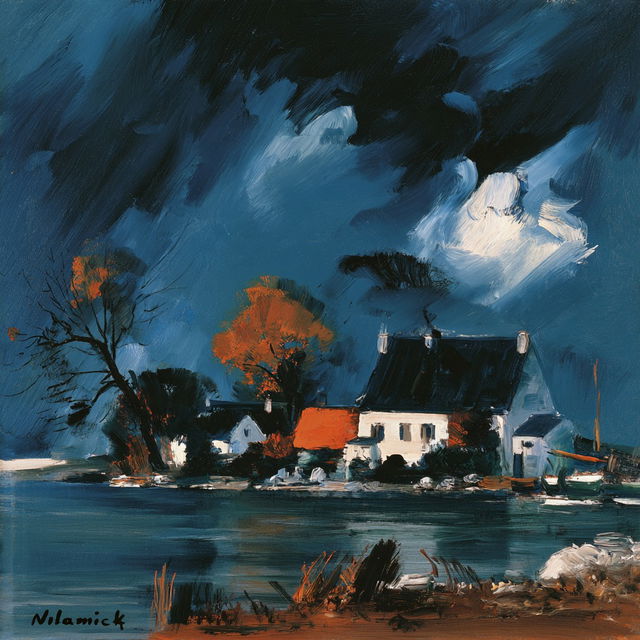Maurice de Vlaminck style, Midjourney V8.2, render 3 of 4