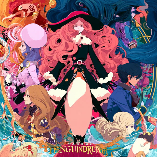 Mawaru Penguindrum style, Midjourney V8.2, render 3 of 4