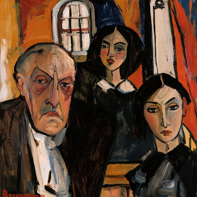 Max Beckmann style, Midjourney V8.2, render 2 of 4