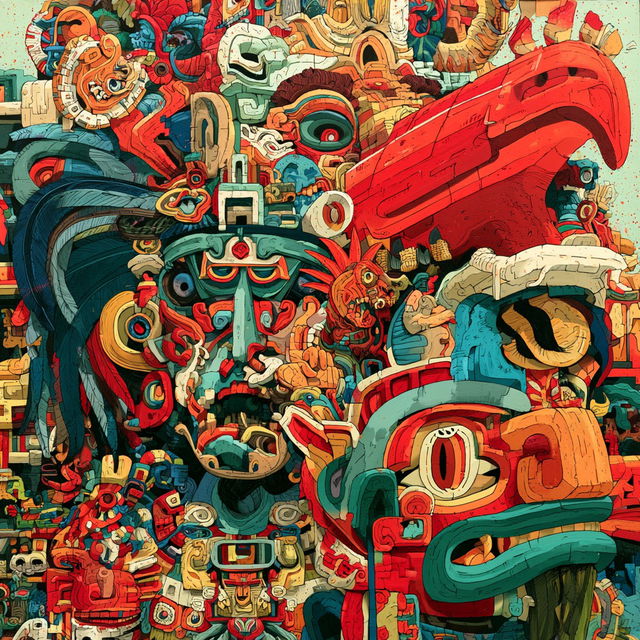 Mayan art style, Midjourney V8.2, render 4 of 4