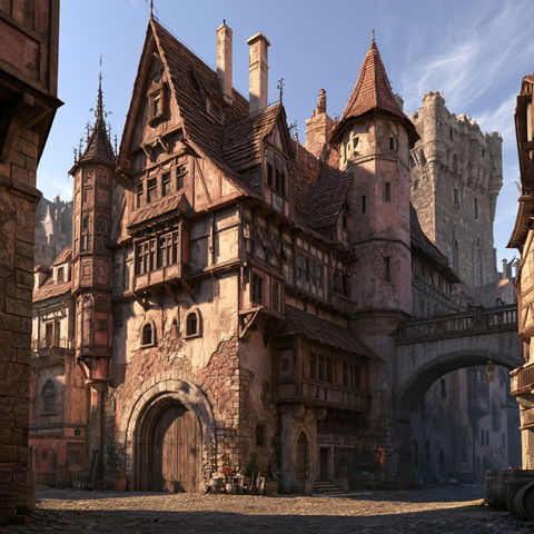 Medieval architecture style (Genres), Midjourney V8.2