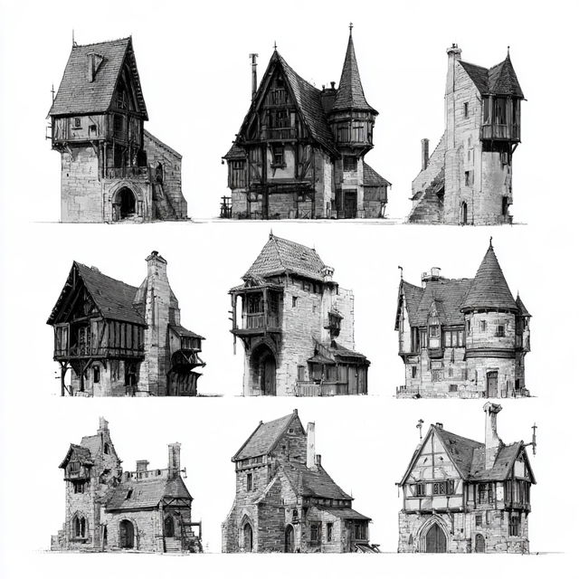 Medieval architecture style, Midjourney V8.2, render 3 of 4