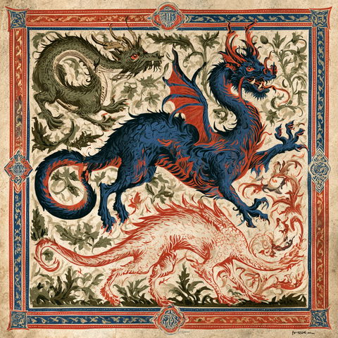Medieval Bestiary style (Genres), Midjourney V8.2