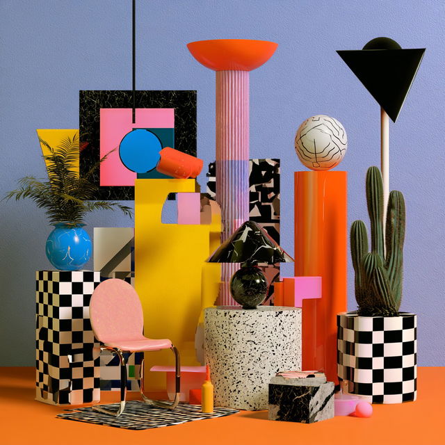 Memphis design style, Midjourney V8.2, render 2 of 4