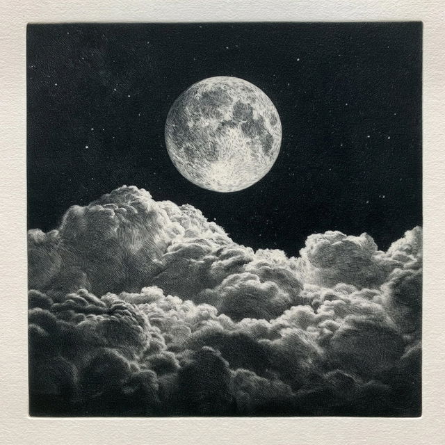 Mezzotint print style, Midjourney V8.2, render 4 of 4