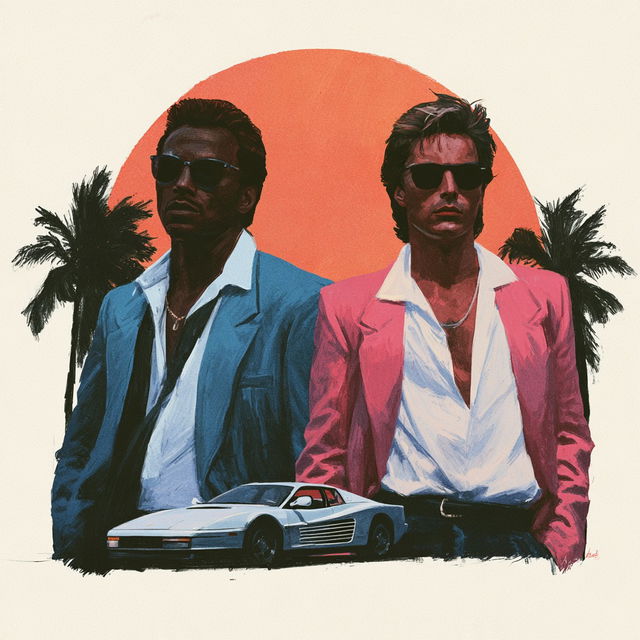 Miami Vice style, Midjourney V8.2, render 3 of 4