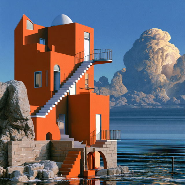 Michael Graves style, Midjourney V8.2, render 2 of 4
