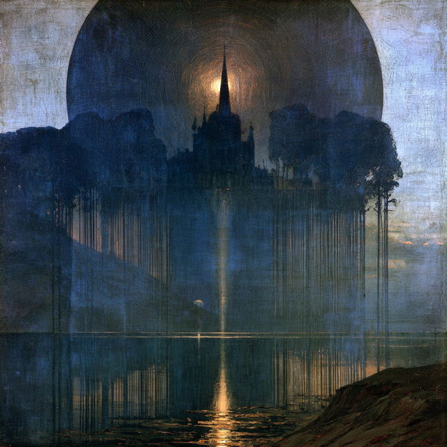 Mikalojus Konstantinas Ciurlionis style, Midjourney V8.2, render 2 of 4