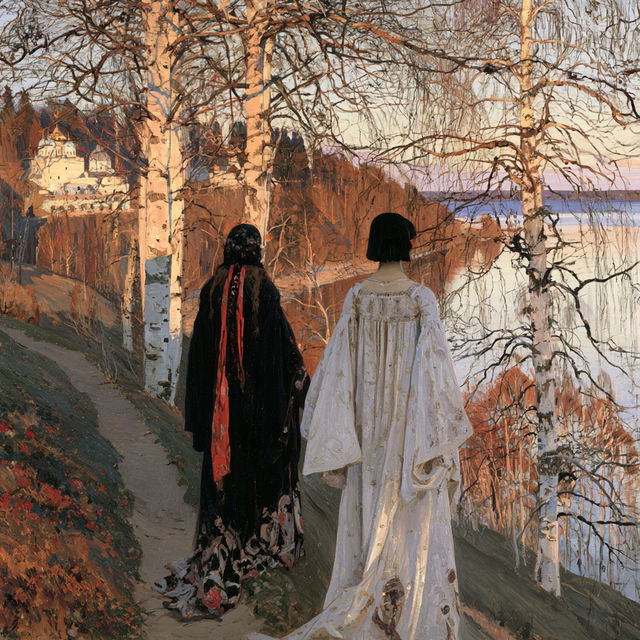 Mikhail Nesterov style, Midjourney V8.2, render 3 of 4