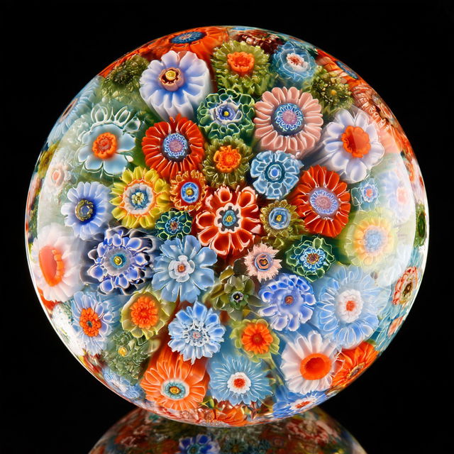 Millefiori glass style, Midjourney V8.2, render 2 of 4