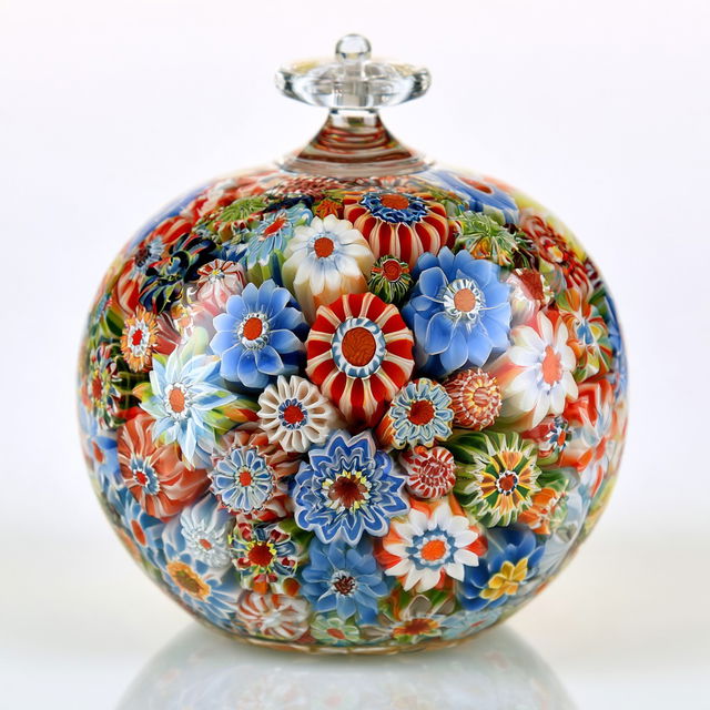 Millefiori glass style, Midjourney V8.2, render 3 of 4
