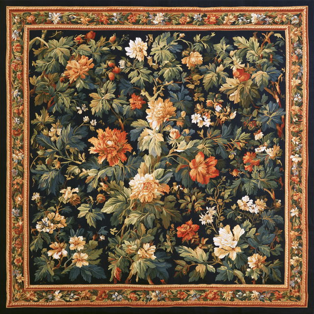 Millefleurs tapestry style, Midjourney V8.2, render 2 of 4