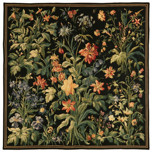 Millefleurs tapestry style, Midjourney V8.2, render 1 of 4