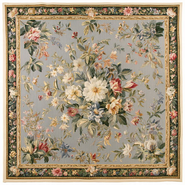 Millefleurs tapestry style, Midjourney V8.2, render 3 of 4