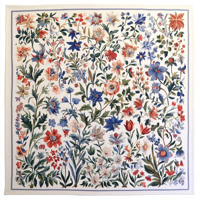 Millefleurs tapestry style, Midjourney V8.2, render 4 of 4
