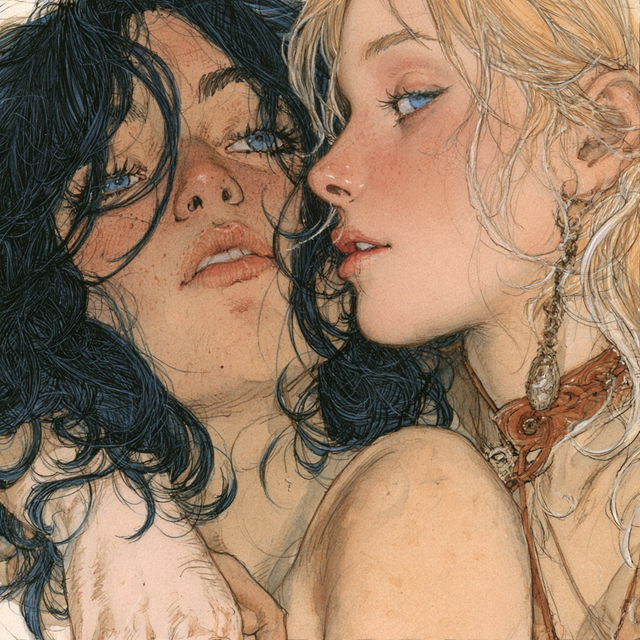 Milo Manara style, Midjourney V8.2, render 1 of 4