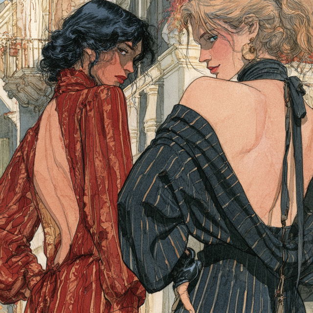 Milo Manara style, Midjourney V8.2, render 3 of 4
