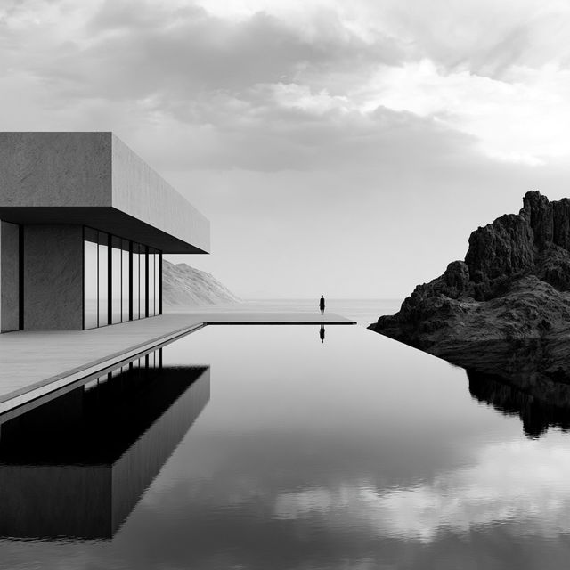 Minimalist architecture style, Midjourney V8.2, render 4 of 4