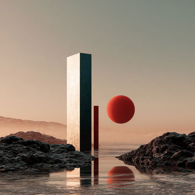 Minimalist composition style, Midjourney V8.2, render 1 of 4