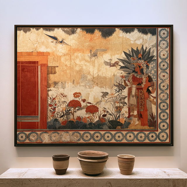 Minoan art style, Midjourney V8.2, render 2 of 4