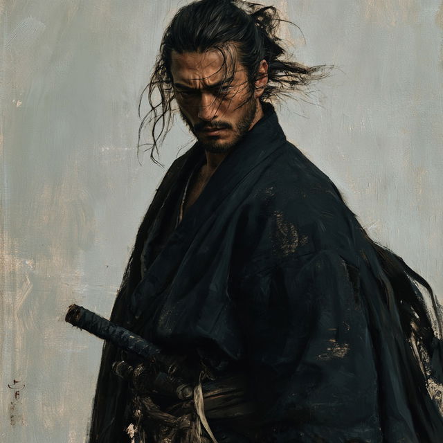 Miyamoto Musashi style, Midjourney V8.2, render 2 of 4