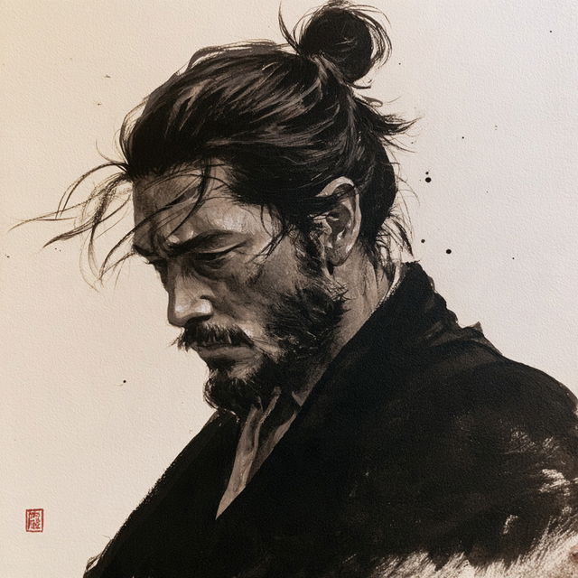 Miyamoto Musashi style, Midjourney V8.2, render 3 of 4