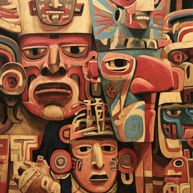 Moche art style, Midjourney V8.2, render 1 of 4
